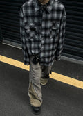 Simple check pattern design ombre style long sleeve shirt  OR0973
