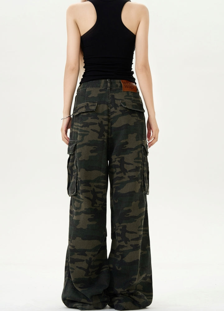 Wide oversized camouflage pattern max size cargo pants  OR0974