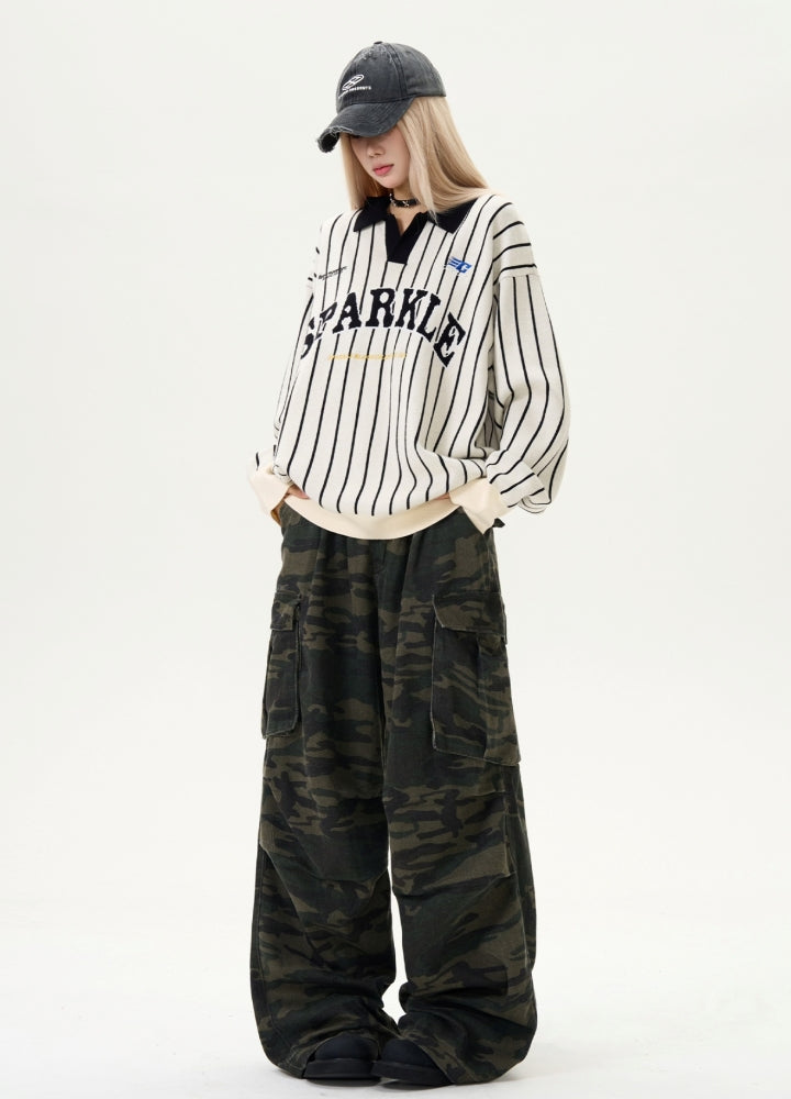 Wide oversized camouflage pattern max size cargo pants  OR0974