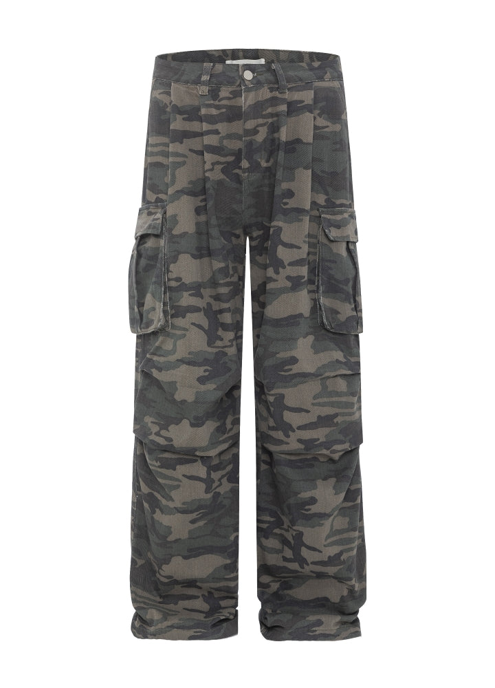 Wide oversized camouflage pattern max size cargo pants  OR0974