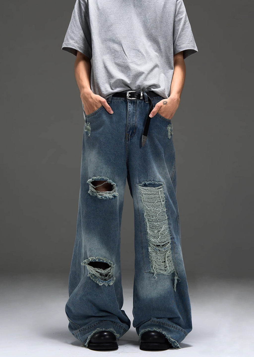 Gimmick distressed vintage grunge style oversized denim pants  OR0977