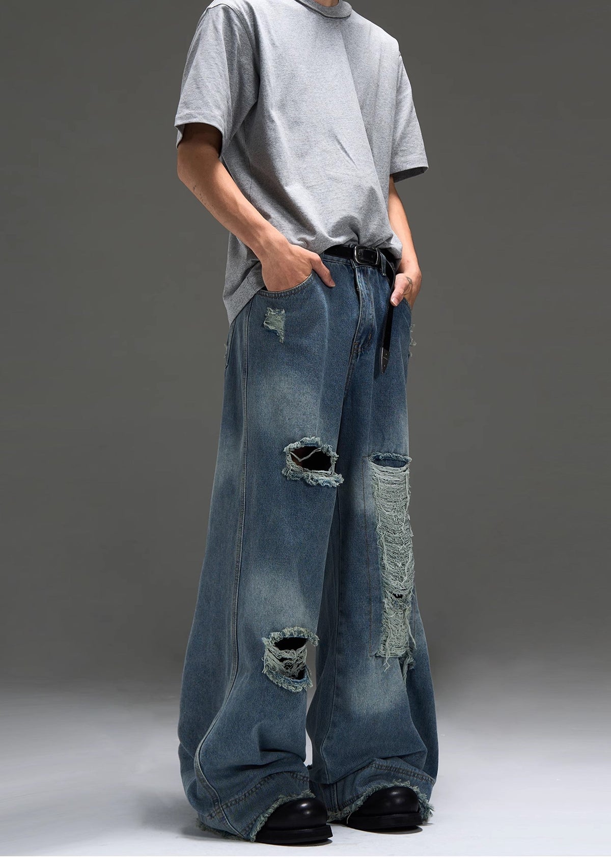 Gimmick distressed vintage grunge style oversized denim pants  OR0977