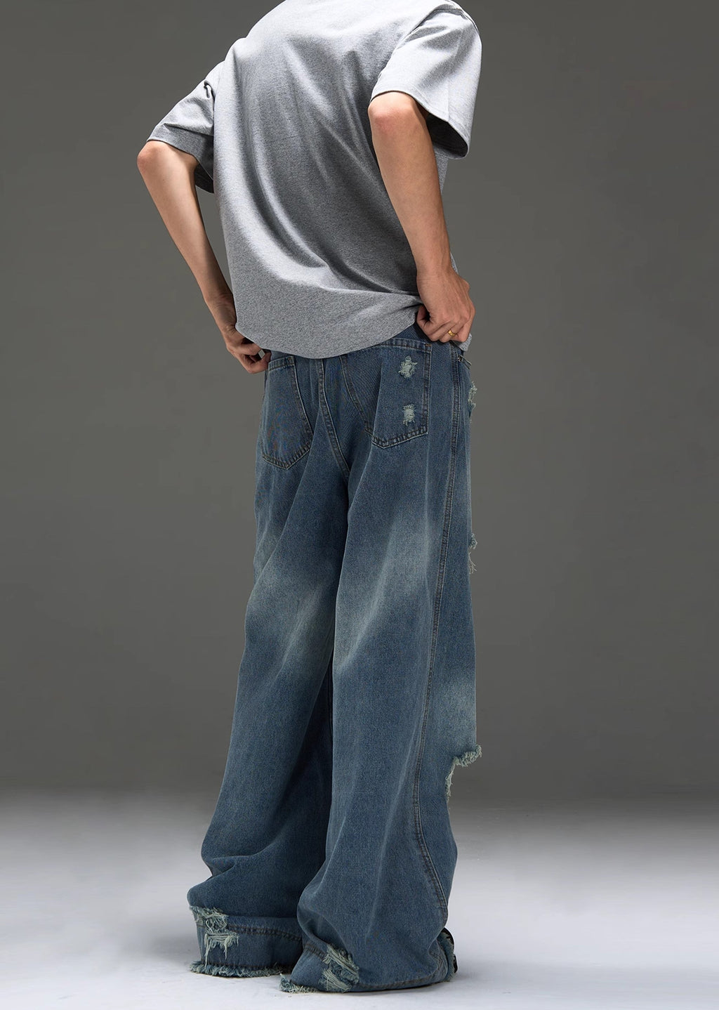 Gimmick distressed vintage grunge style oversized denim pants  OR0977