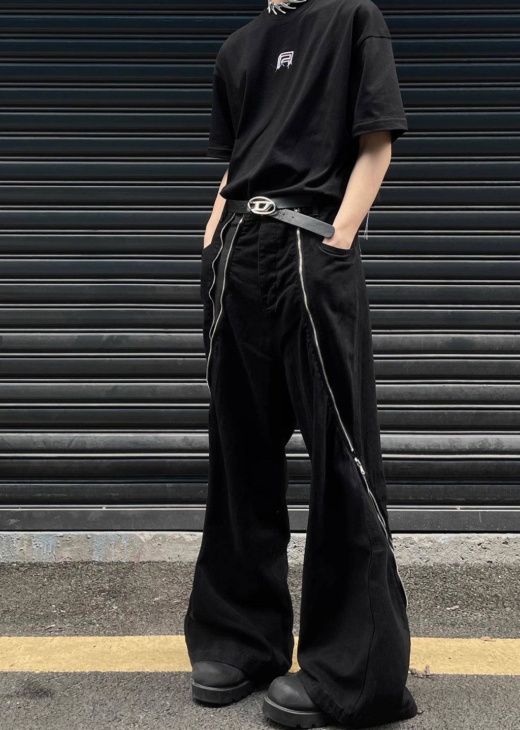 Gimmick full zip blackie design slacks pants  OR0978