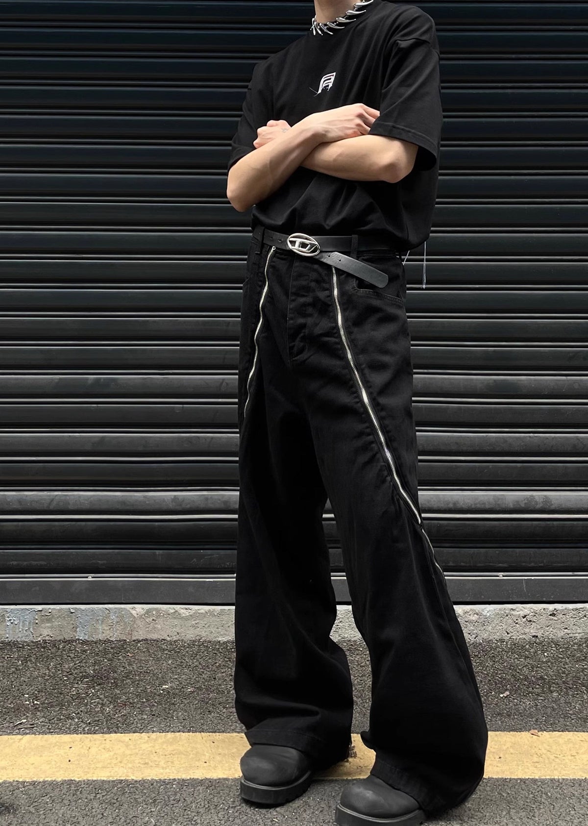 Gimmick full zip blackie design slacks pants  OR0978