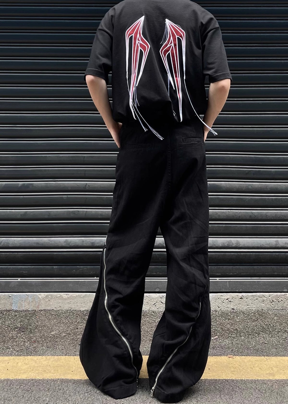 Gimmick full zip blackie design slacks pants  OR0978