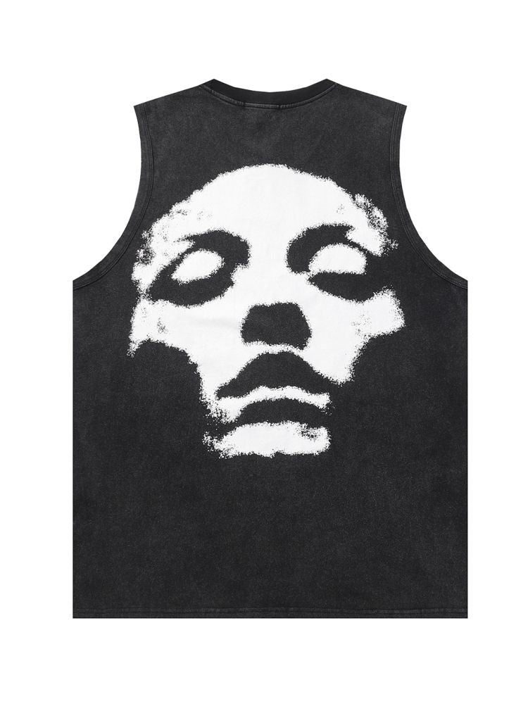 Old skull print sleeveless T-shirt  OR0982