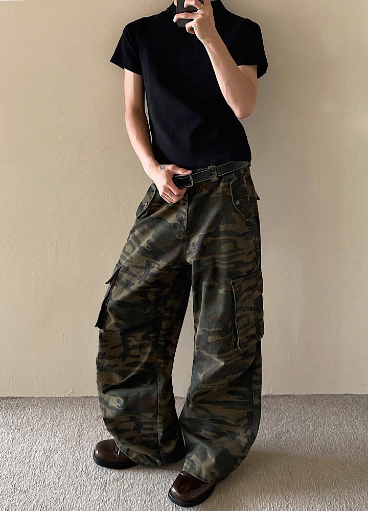 Wide camouflage design cargo pants  OR0983