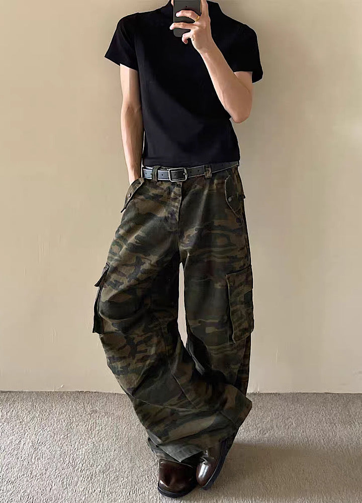 Wide camouflage design cargo pants  OR0983