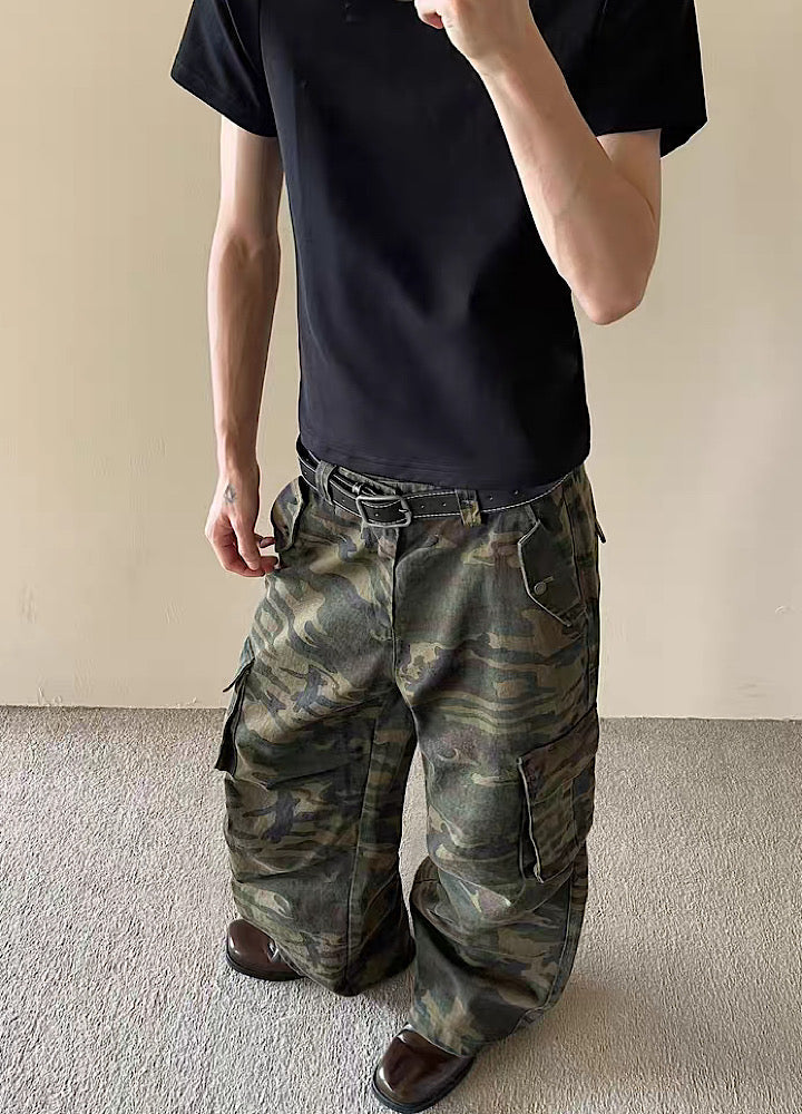 Wide camouflage design cargo pants  OR0983
