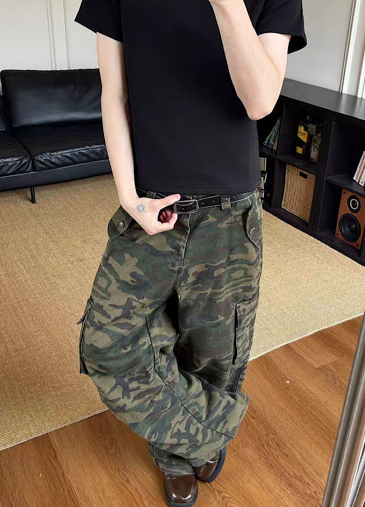 Wide camouflage design cargo pants  OR0983