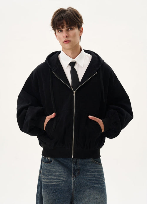 Basic oversized full zip wide hoodie jacket  OR0984