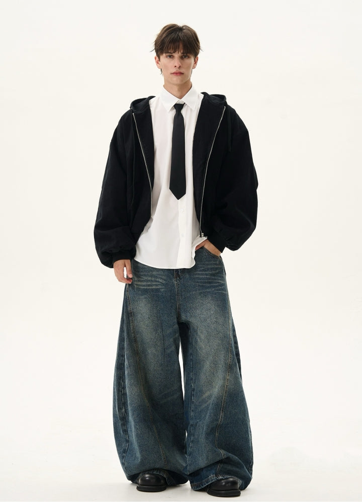 Basic oversized full zip wide hoodie jacket  OR0984