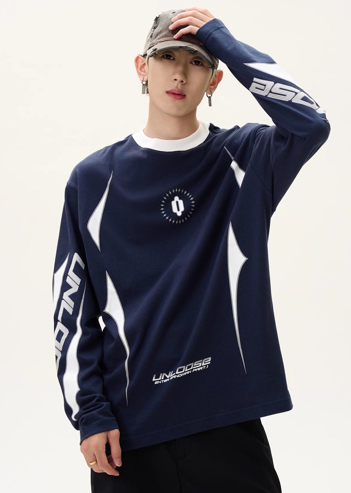 Multi-silhouette gimmick design double color long sleeve T-shirt  OR0989