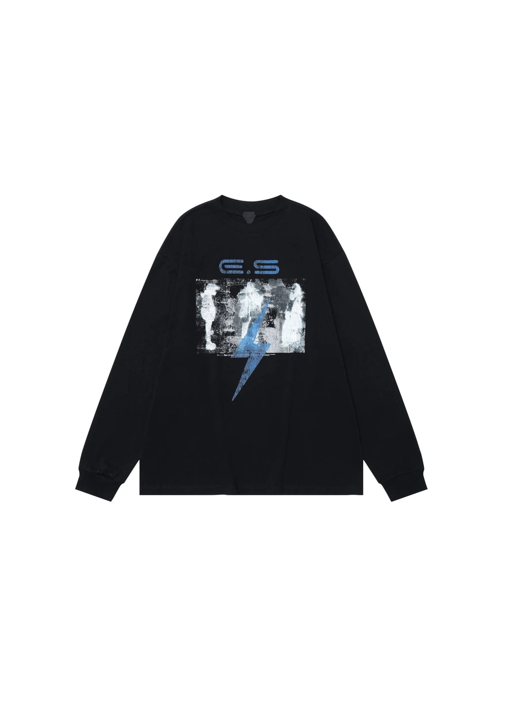 Grunge style front illustration design loose long sleeve T-shirt  OR0990