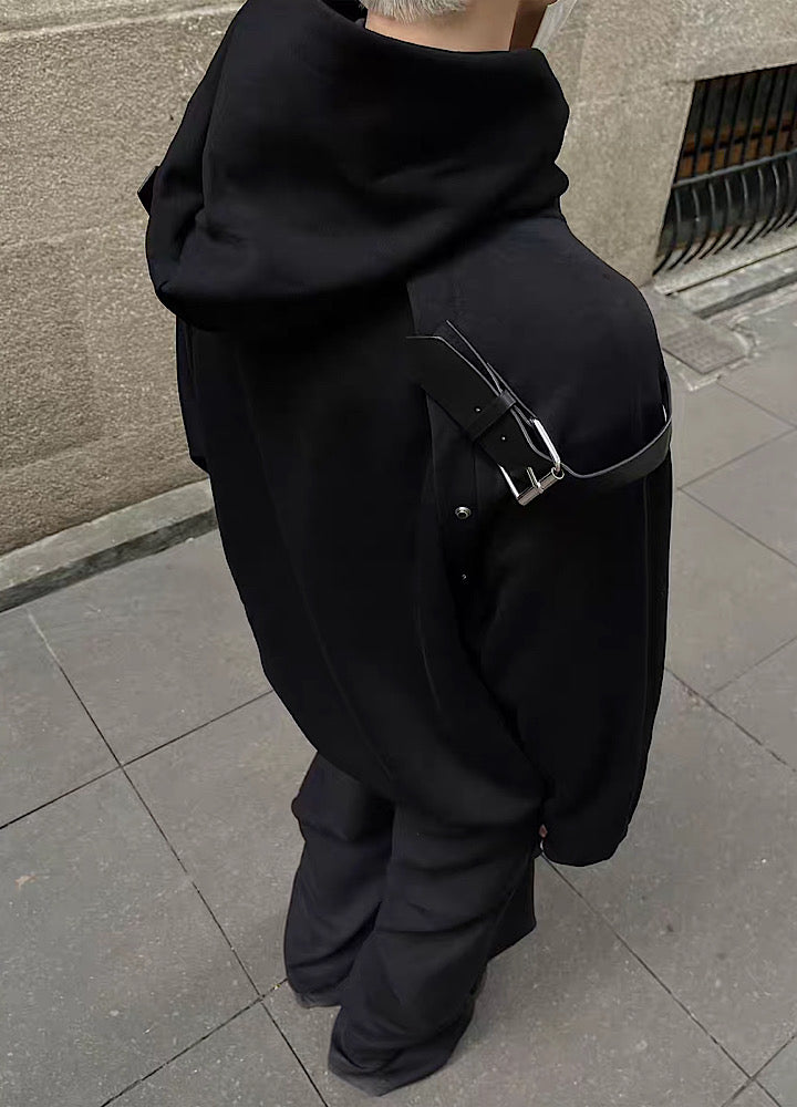 Shoulder gimmick design loose silhouette hoodie  OR0996