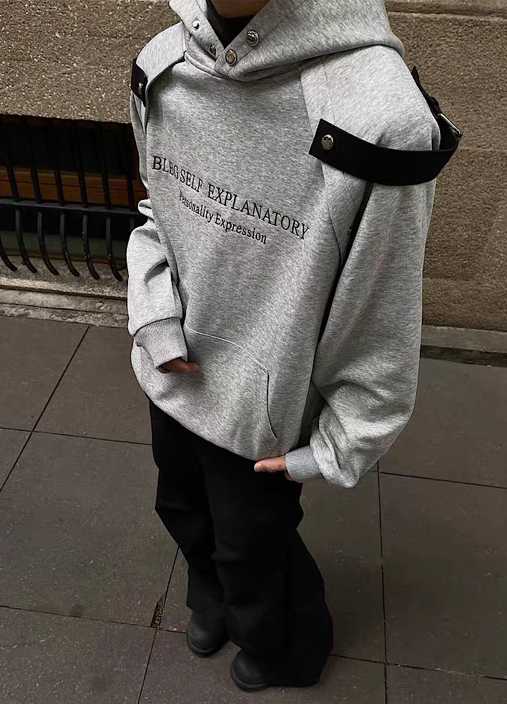 Shoulder gimmick design loose silhouette hoodie  OR0996
