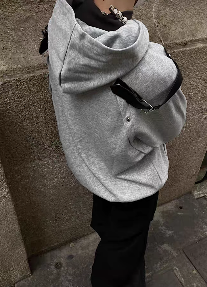 Shoulder gimmick design loose silhouette hoodie  OR0996