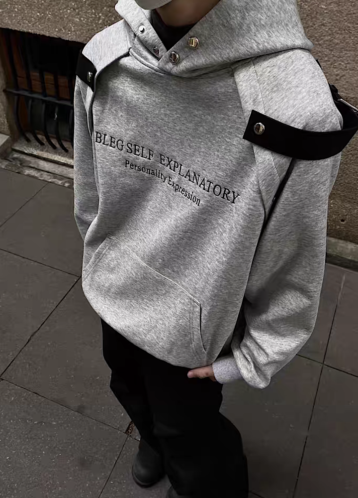 Shoulder gimmick design loose silhouette hoodie  OR0996