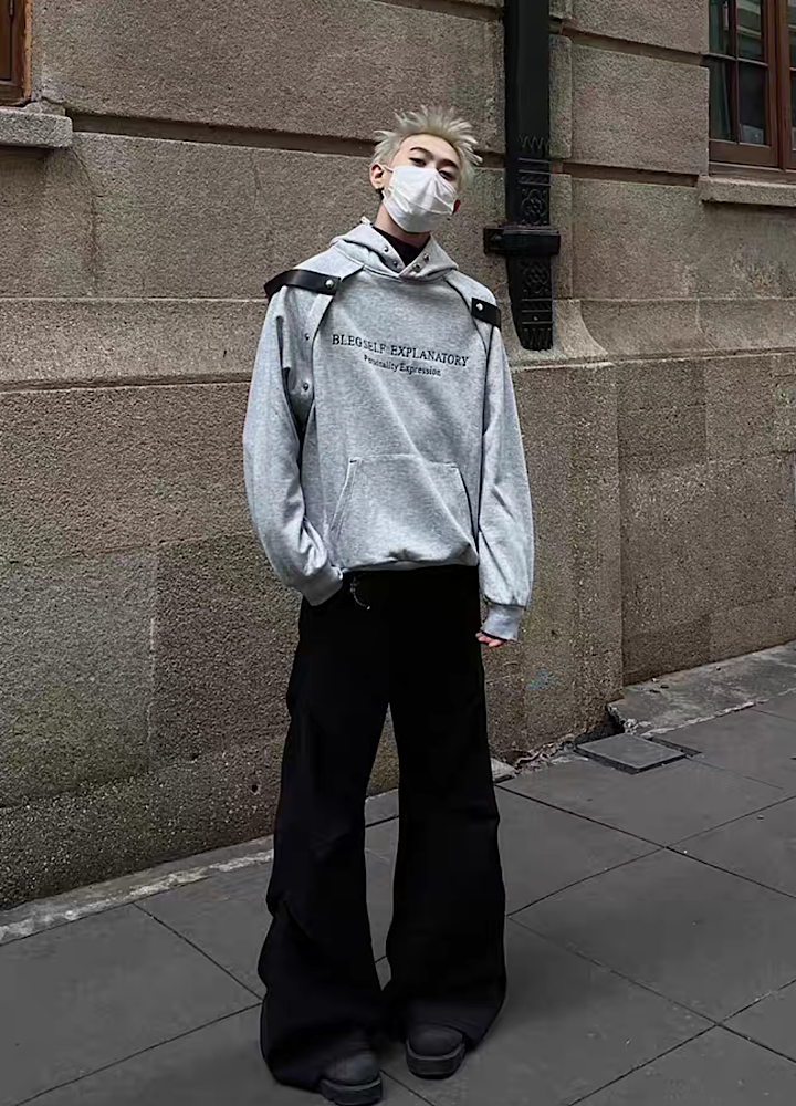 Shoulder gimmick design loose silhouette hoodie  OR0996