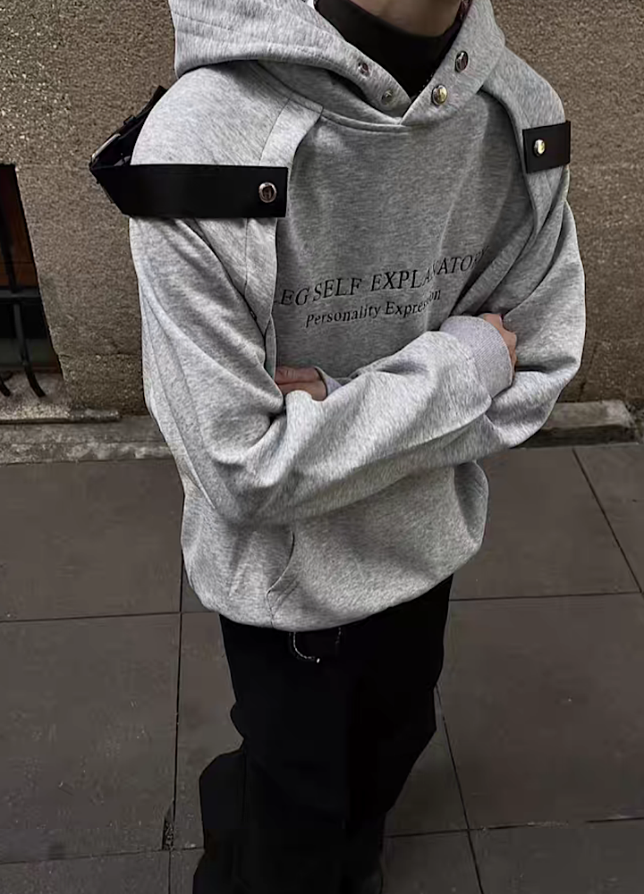 Shoulder gimmick design loose silhouette hoodie  OR0996