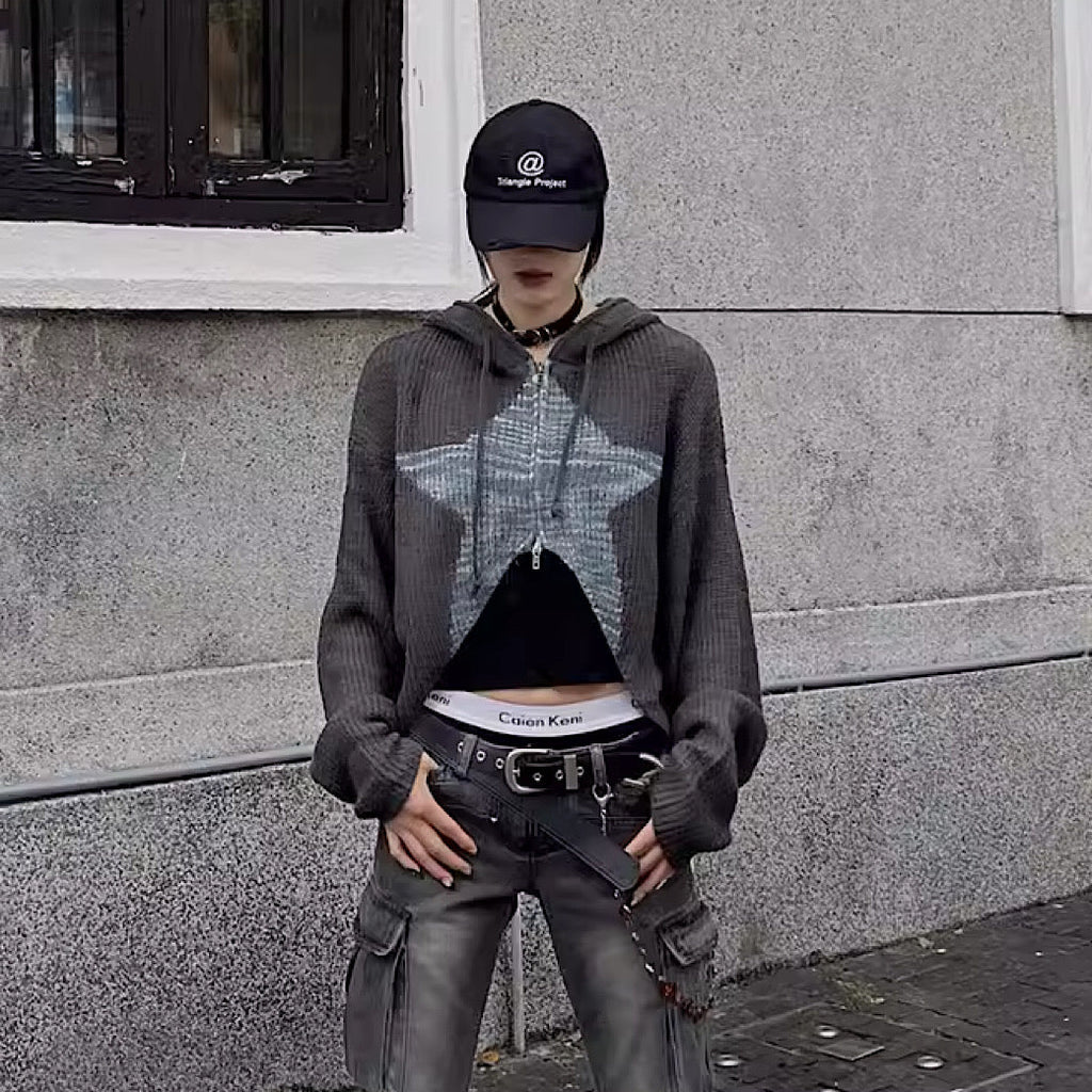 Open stardust design full zip hoodie  OR0998