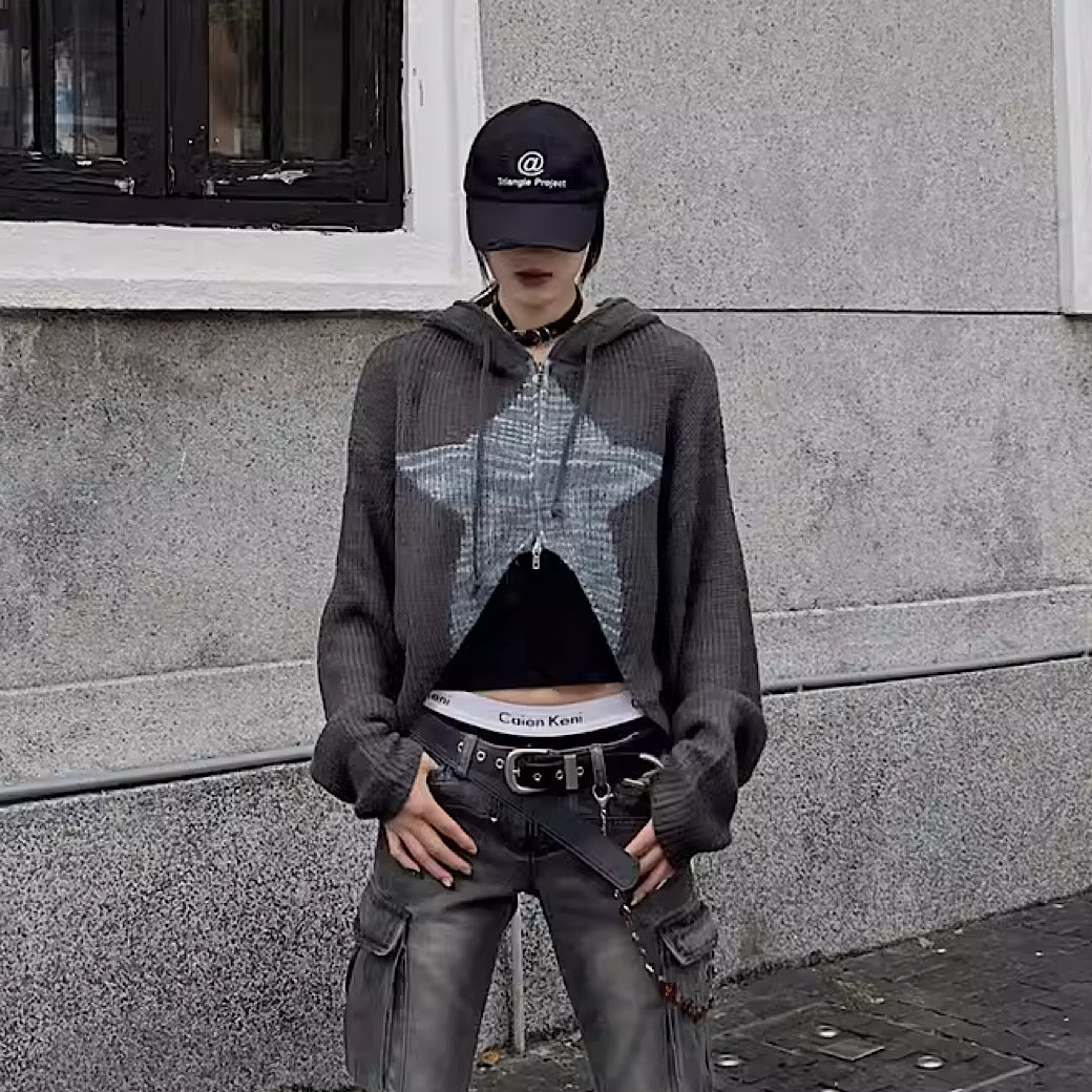 Open stardust design full zip hoodie  OR0998