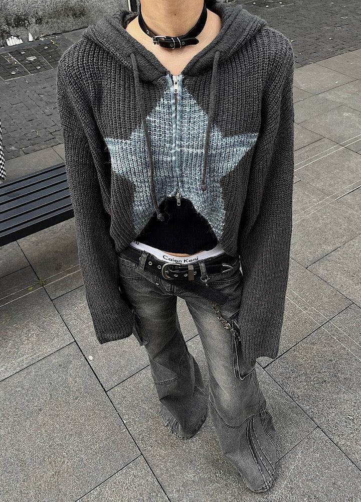 Open stardust design full zip hoodie  OR0998