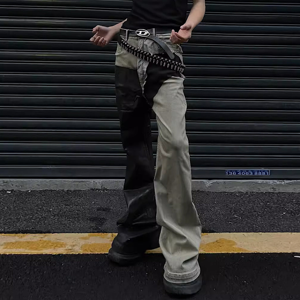 Asymmetrical double coloring design remake pants  OR0999