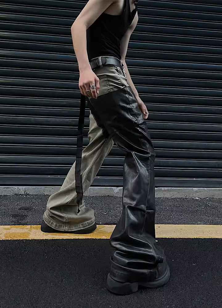 Asymmetrical double coloring design remake pants  OR0999
