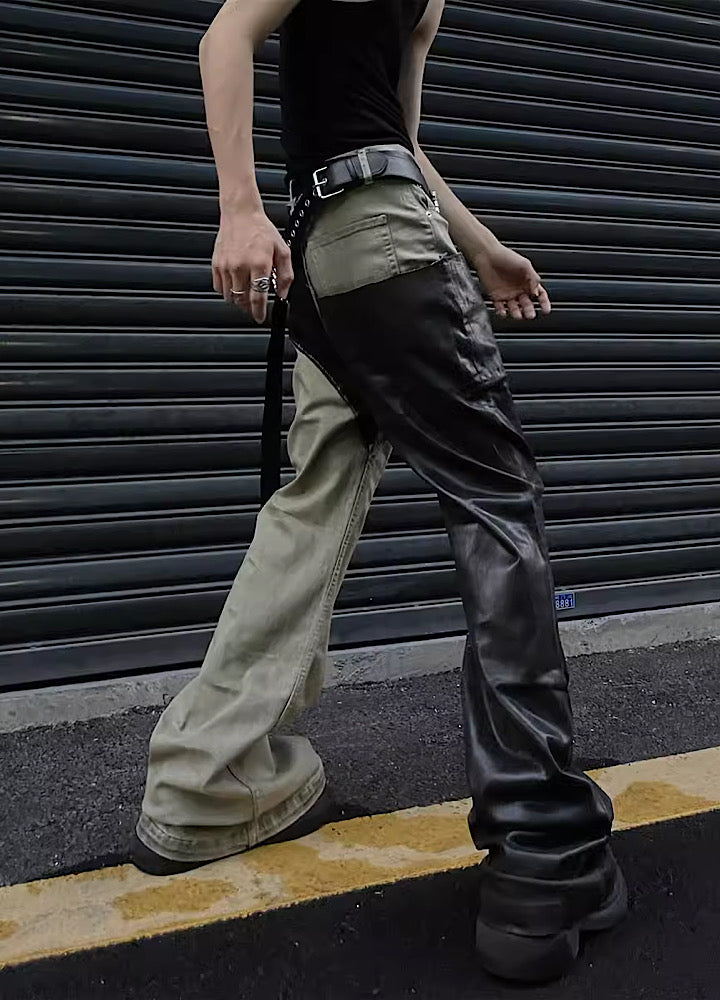 Asymmetrical double coloring design remake pants  OR0999