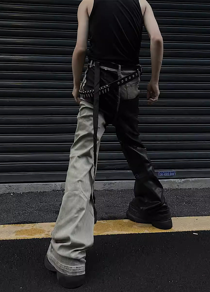 Asymmetrical double coloring design remake pants  OR0999