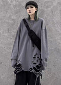 Multi-over distressed long style long sleeve T-shirt  OR1005
