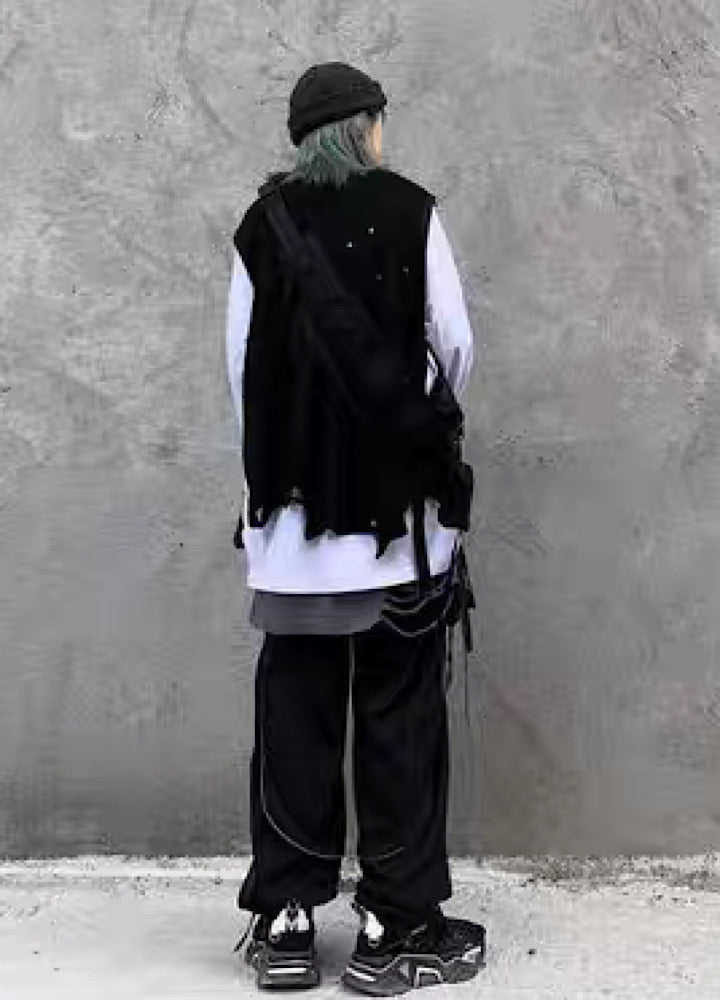 Multi-over distressed long style long sleeve T-shirt  OR1005