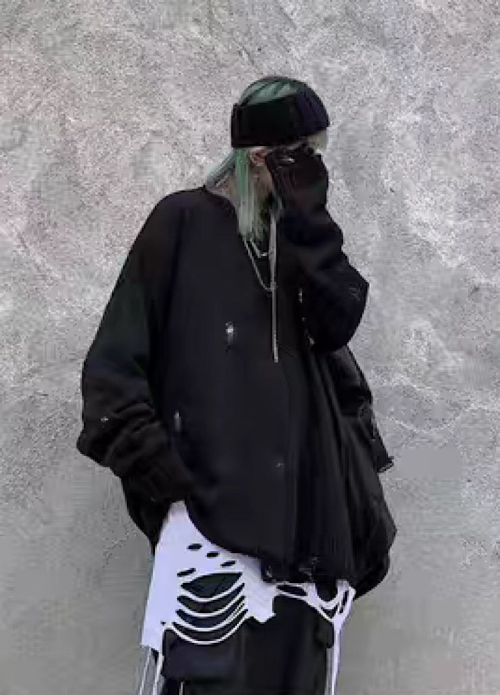 Multi-over distressed long style long sleeve T-shirt  OR1005