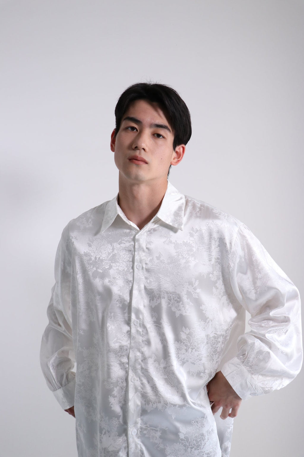 《シャツ1位》Satin china-motif shirt  OR1006
