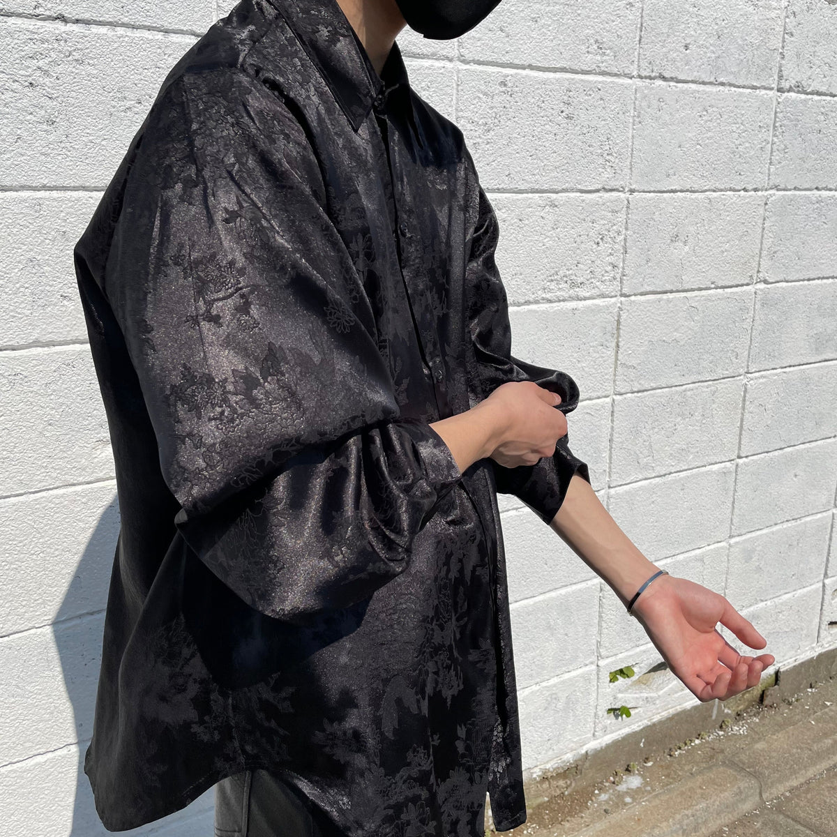 《シャツ1位》Satin china-motif shirt  OR1006