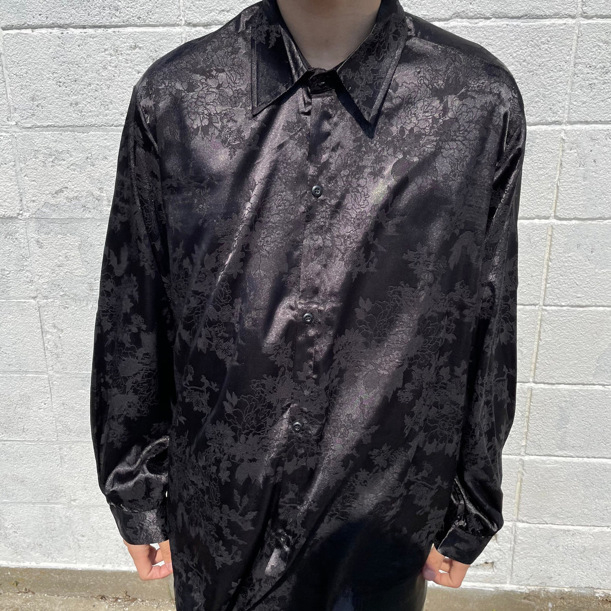 《シャツ1位》Satin china-motif shirt  OR1006