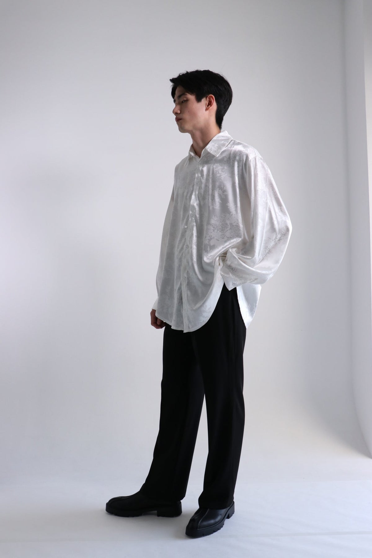 《シャツ1位》Satin china-motif shirt  OR1006