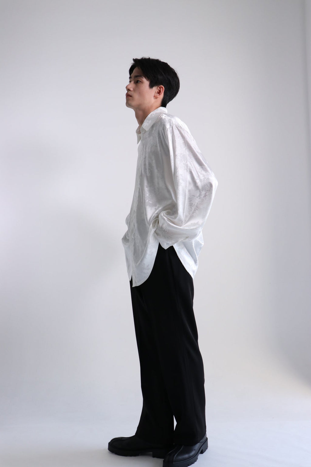 《シャツ1位》Satin china-motif shirt  OR1006
