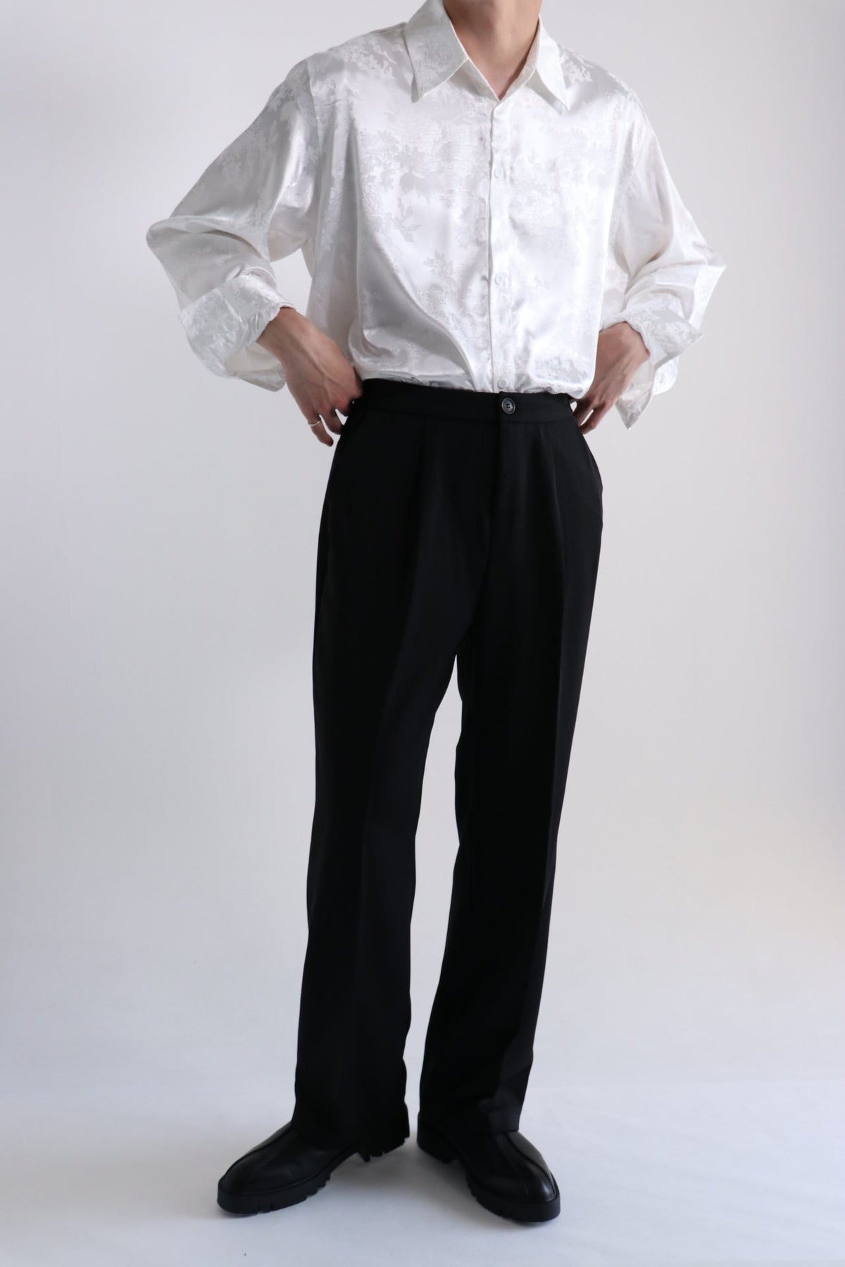 《シャツ1位》Satin china-motif shirt  OR1006