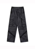 Multi-over pocket design break leather cargo pants  OR1014