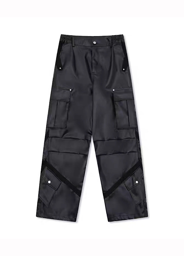 Multi-over pocket design break leather cargo pants  OR1014