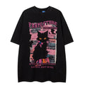 Cute black cat design animal short sleeve T-shirt  OR1015