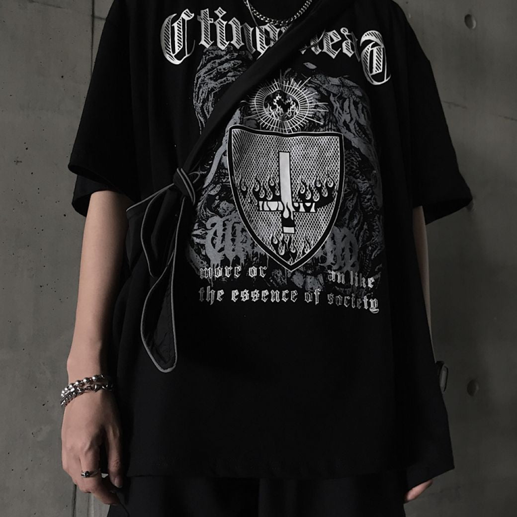 Letter print graphic loose short-sleeved T-shirt  OR1016