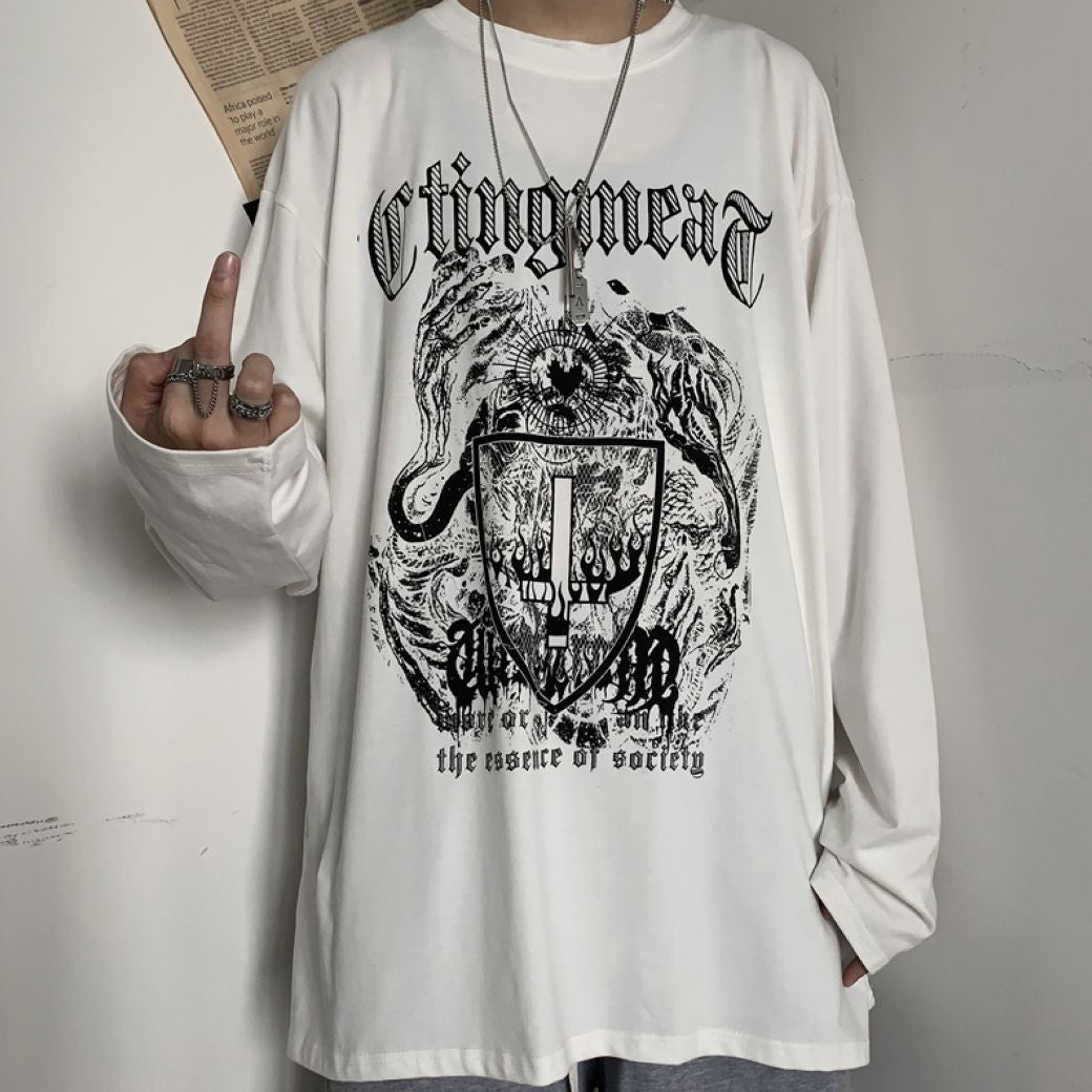 Letter print graphic loose short-sleeved T-shirt  OR1016