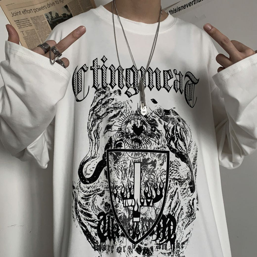 Letter print graphic loose short-sleeved T-shirt  OR1016