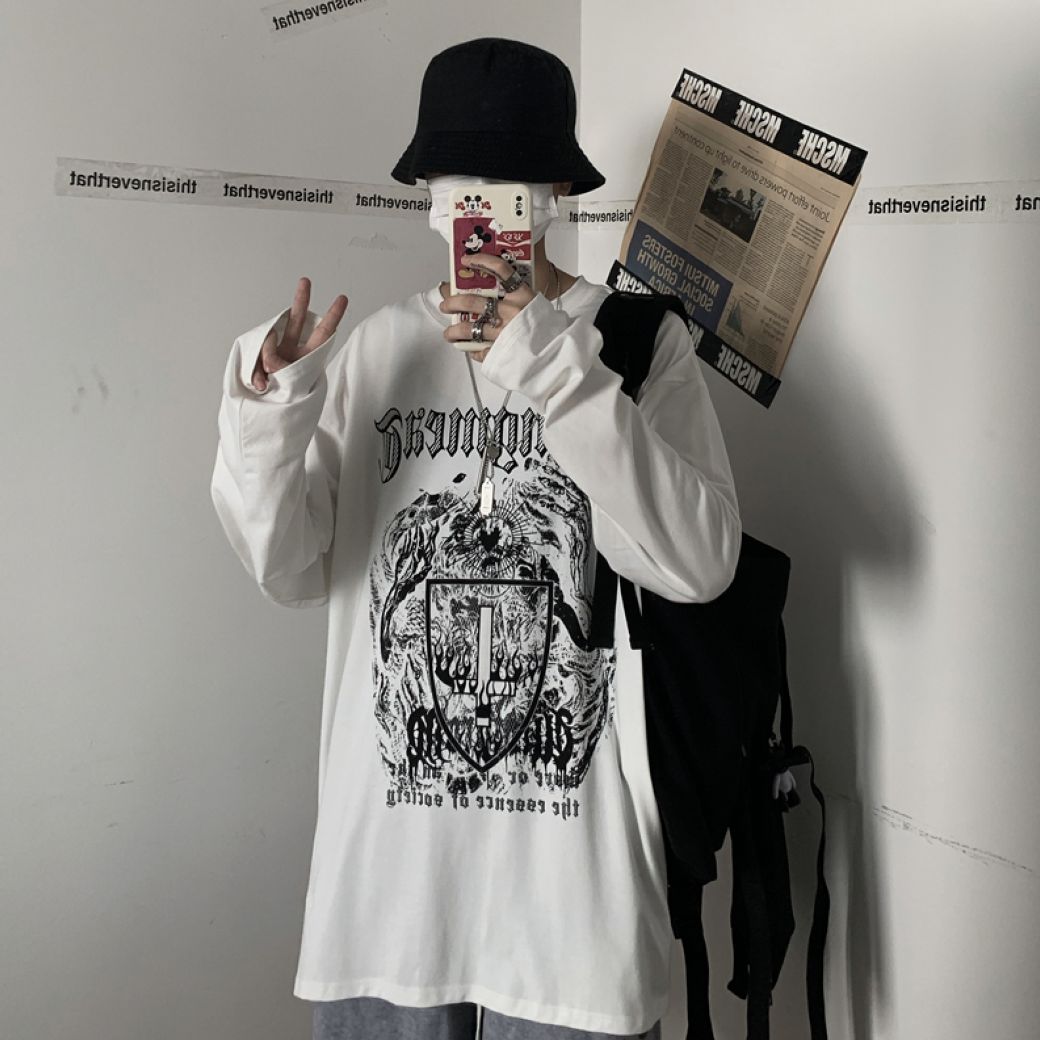 Letter print graphic loose short-sleeved T-shirt  OR1016