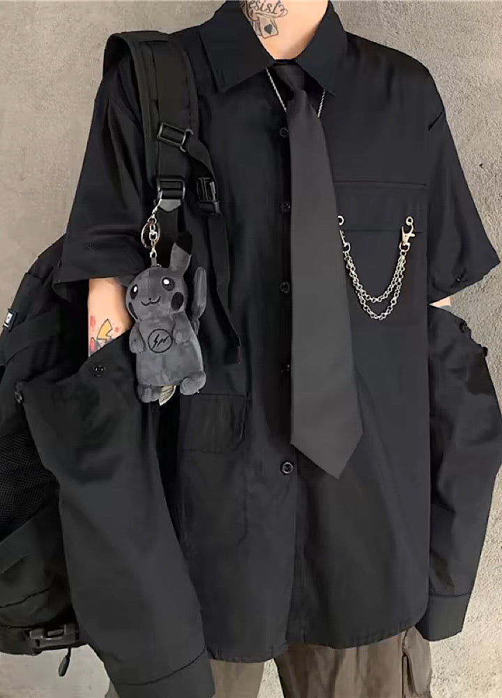 2way gimmick regular silhouette tie shirt  OR1018