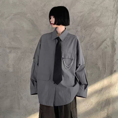 2way gimmick regular silhouette tie shirt  OR1018